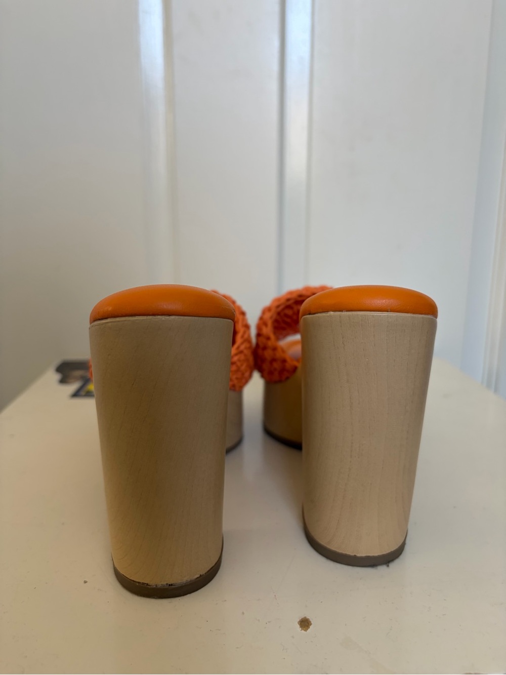 Franco Sarto Orange Knit Platform Mules - Picture 5 of 7